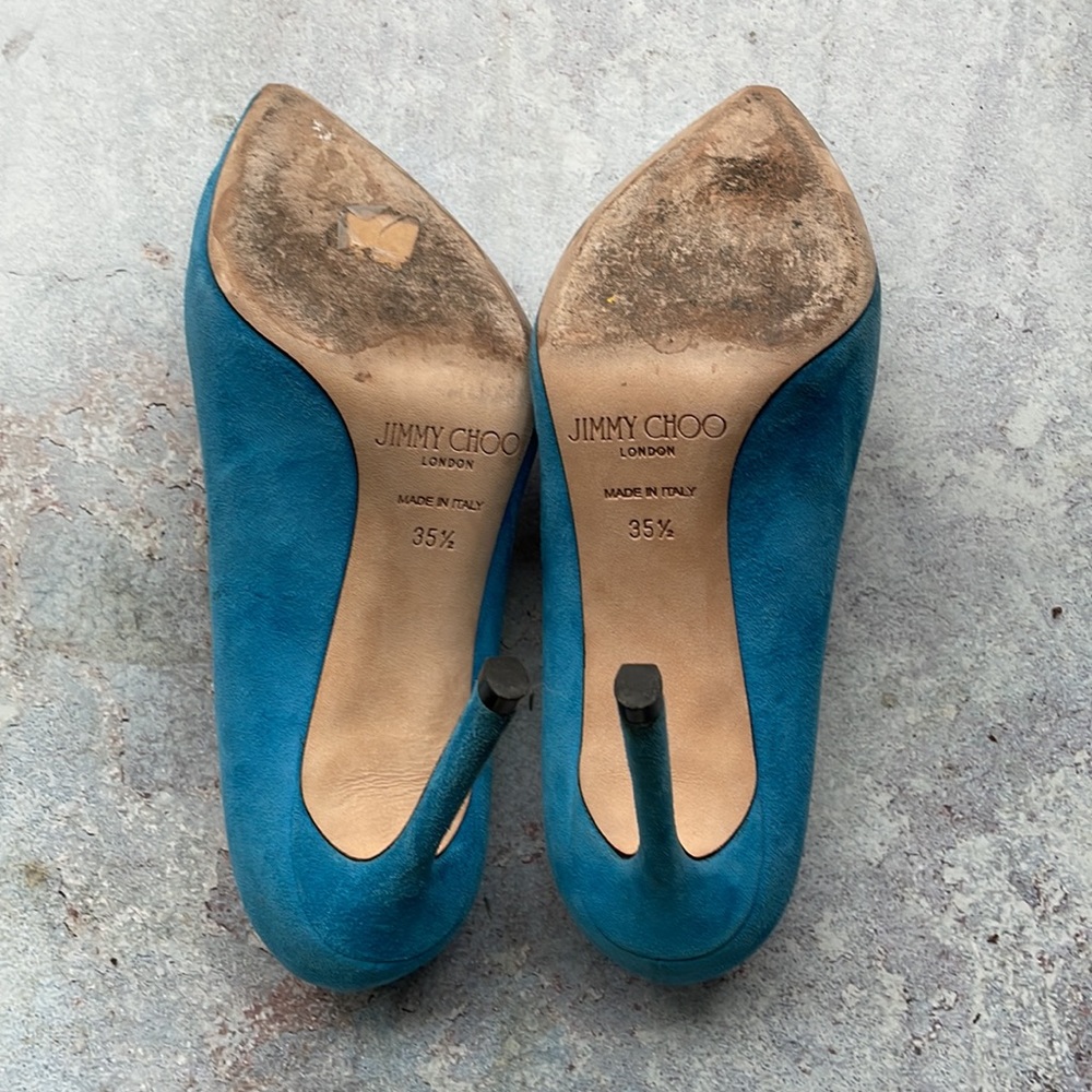Jimmy Choo Blue Suede Romy Pump - Picture 8 of 12